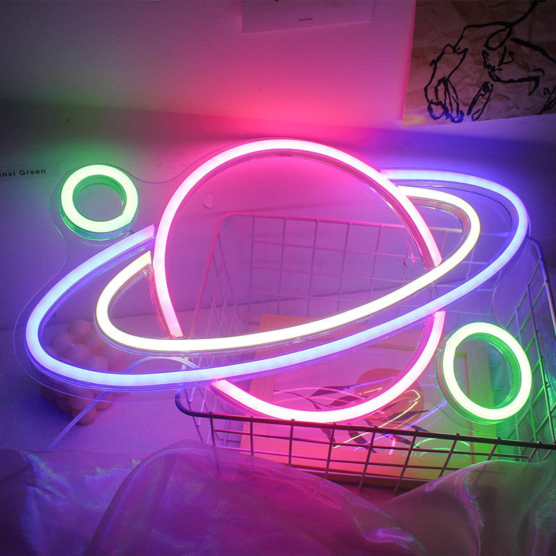 saturn orbit neon light