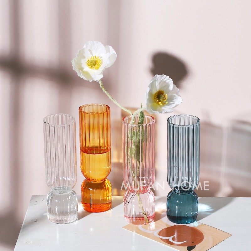 vertical stained glass vase