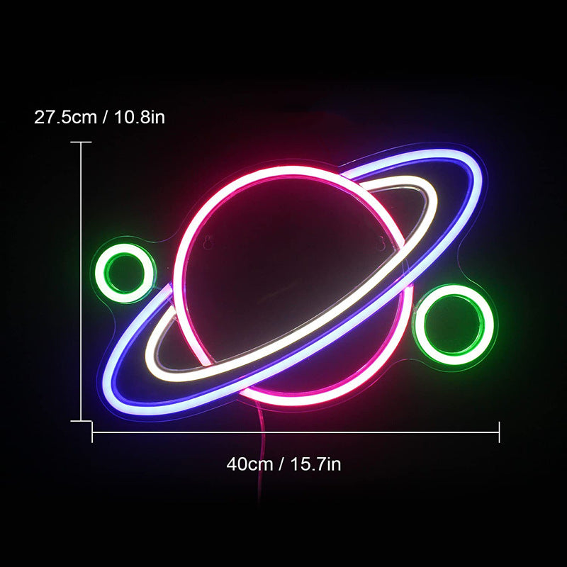 saturn orbit neon light
