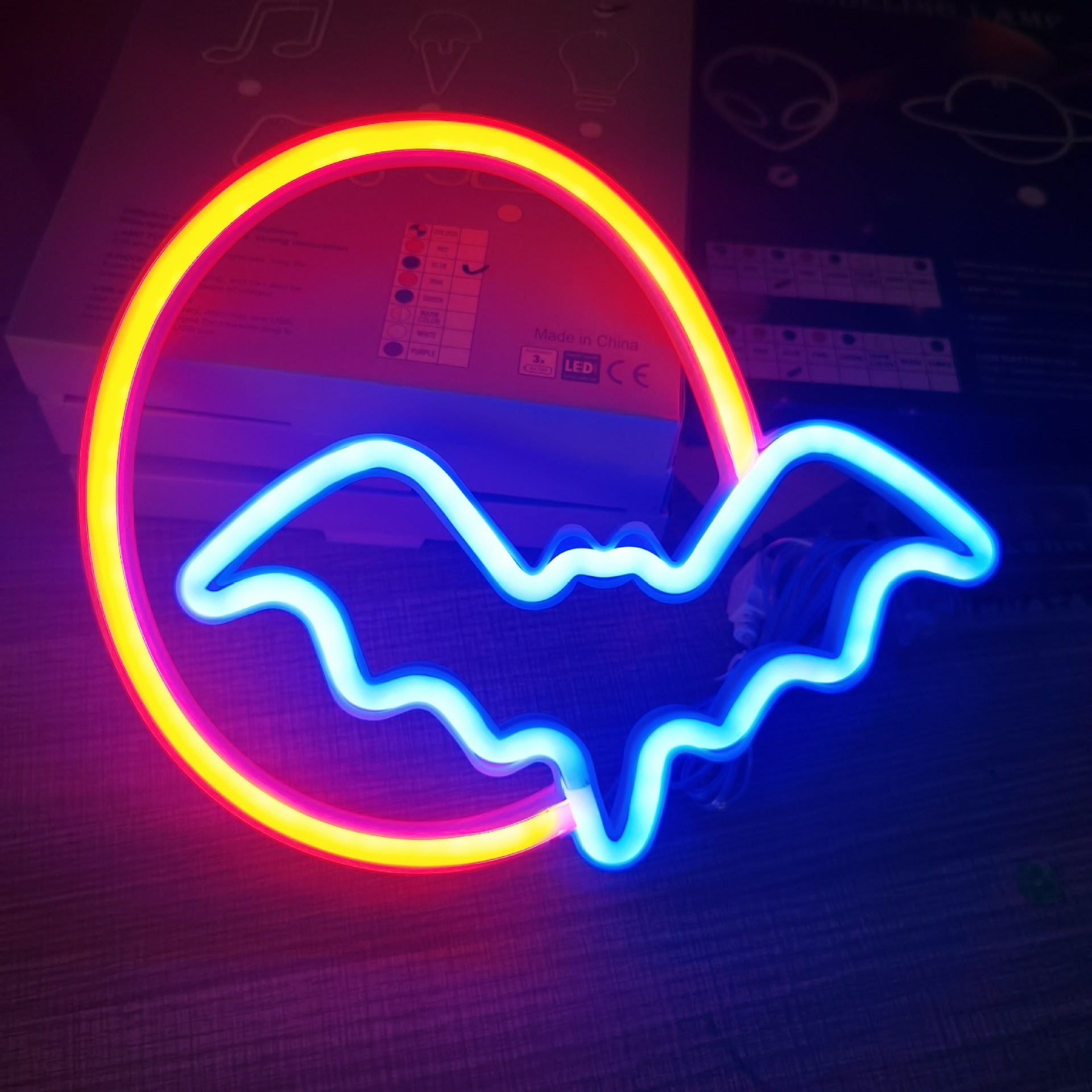 batsign neon light