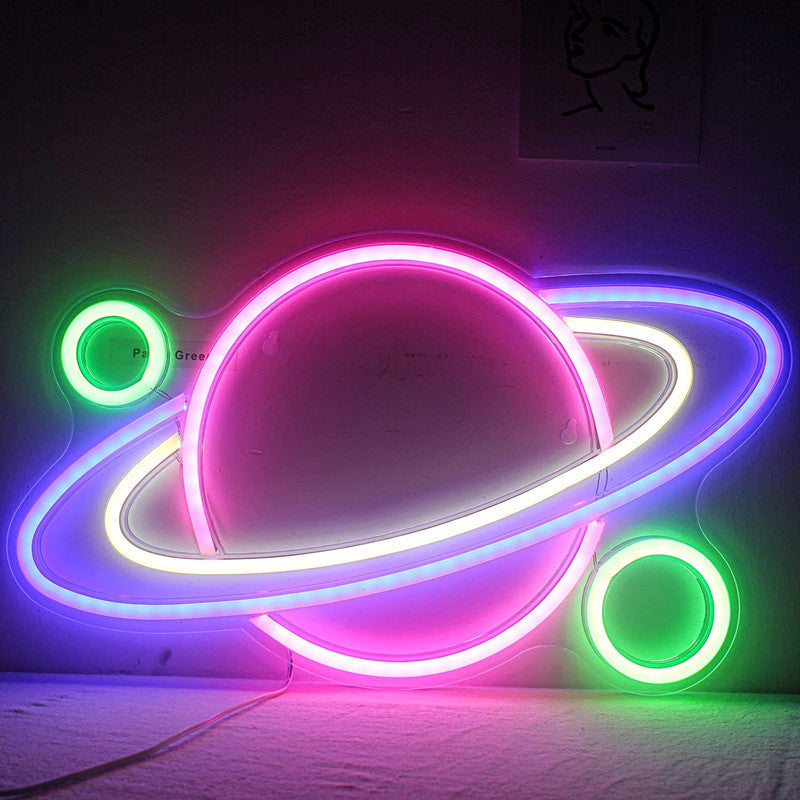 saturn orbit neon light
