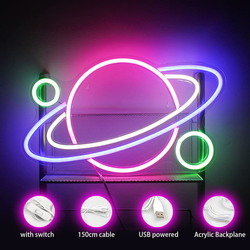 saturn orbit neon light